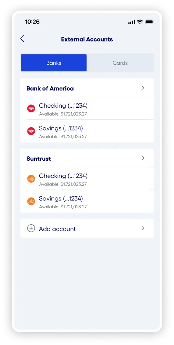 Connect your external bank account