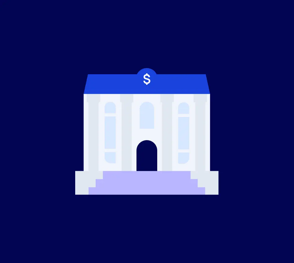 Illustration of a brick-and-mortar bank.