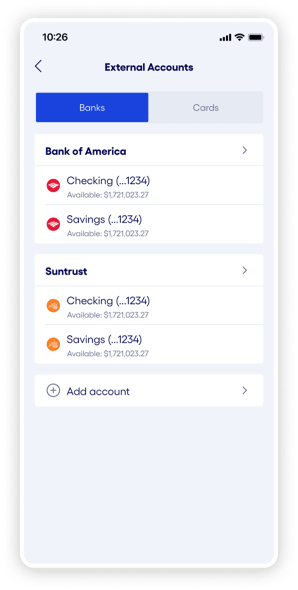 Connect your external bank account