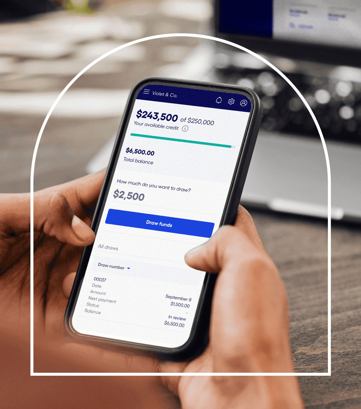 Bluevine dashboard showing a business line of credit