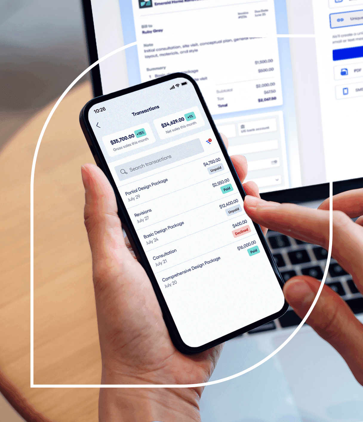 Bluevine dashboard showing invoicing and payment tools