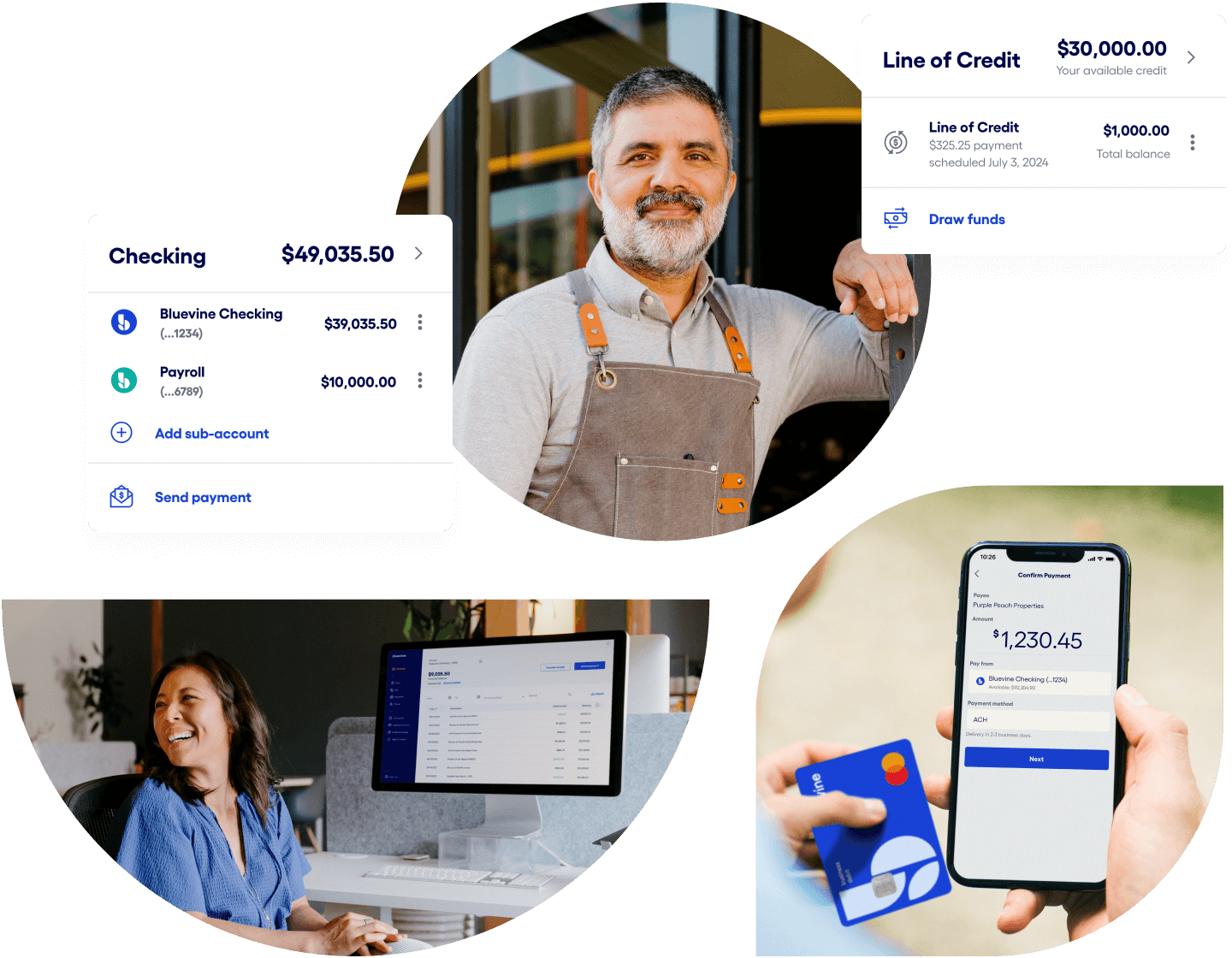 Business owner reviewing their Bluevine business banking account