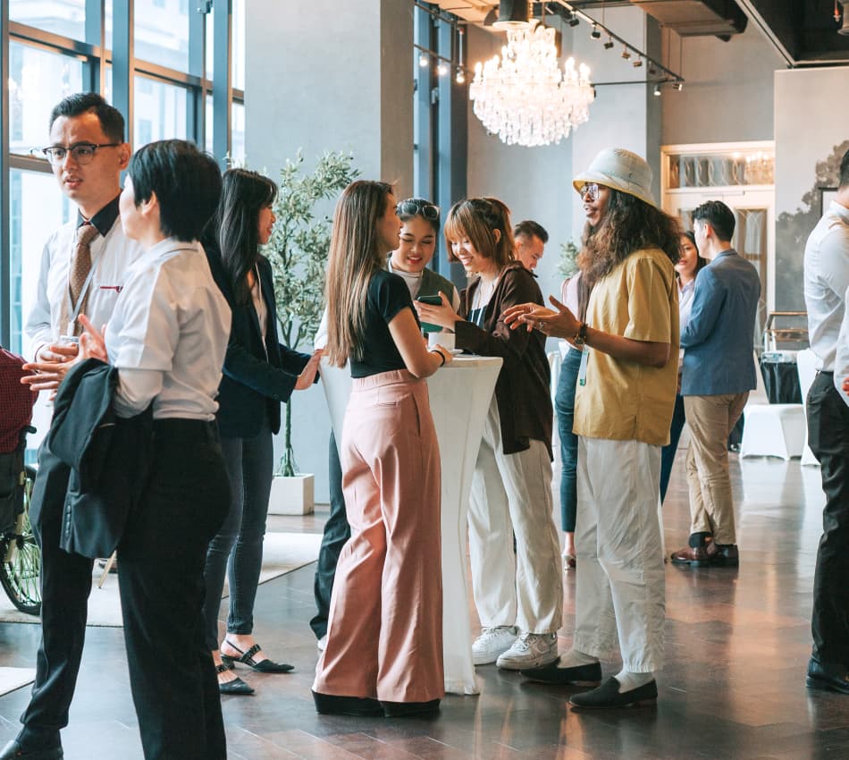 Group of small business owners at an in-person networking event.