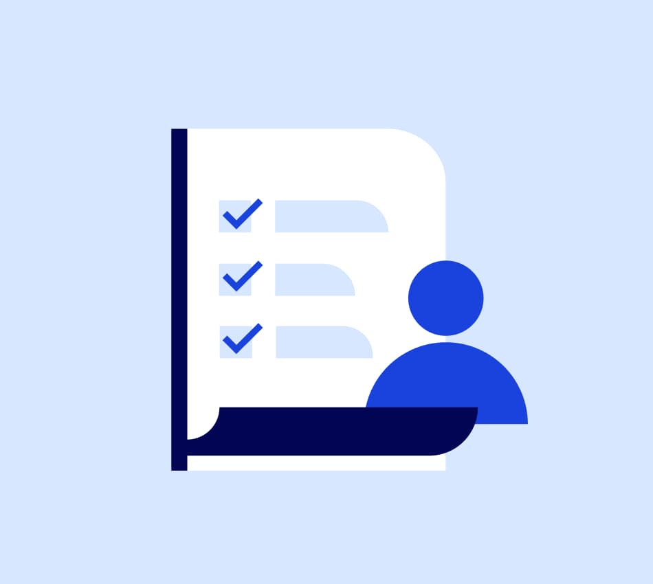 Illustration of business owner reviewing a checklist.