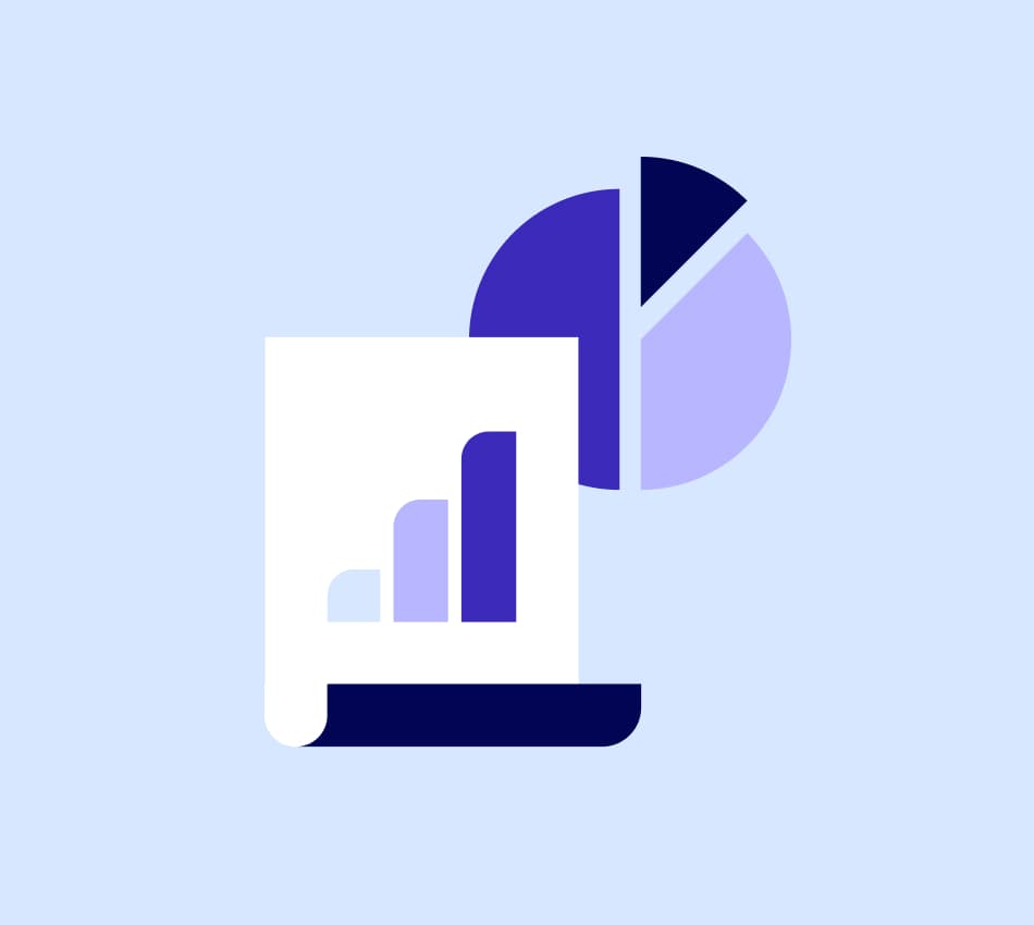 Illustration of a pie chart and bar graph.