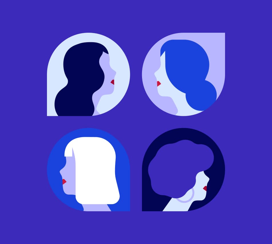 Illustration of female business owner silhouettes.