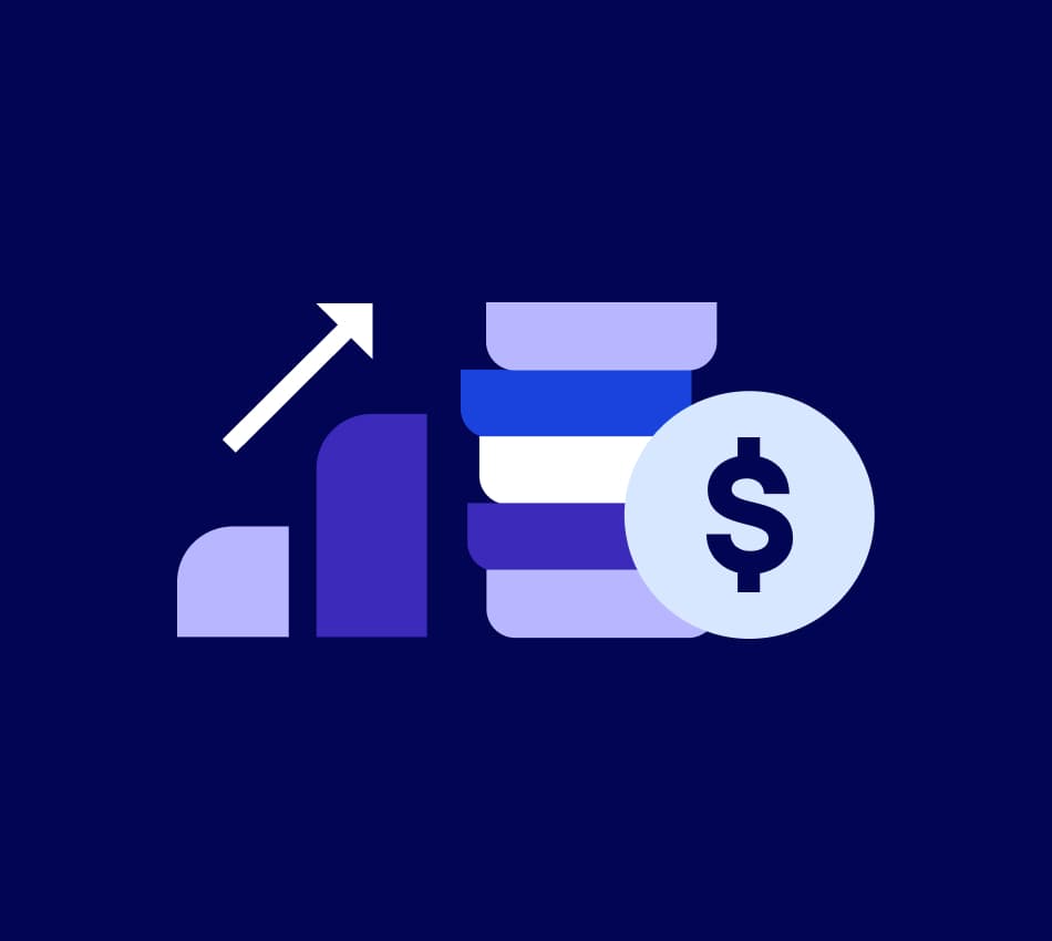 Illustration of a stack of coins growing.