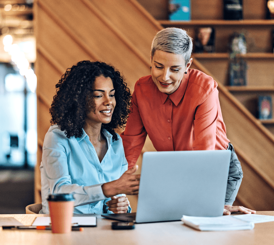 Two business co-owners discuss financing options for their startup.