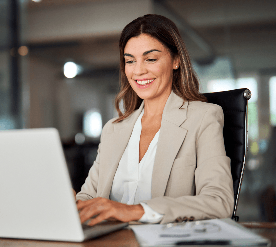 Small business owner screens a candidate via virtual interview.