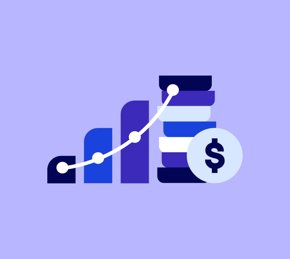 Illustration of a bar graph that shows how startups can maximize their profits with the right strategies and tools.