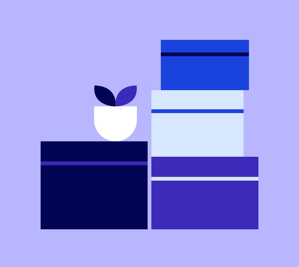 Image of boxes with a planter on top of one box