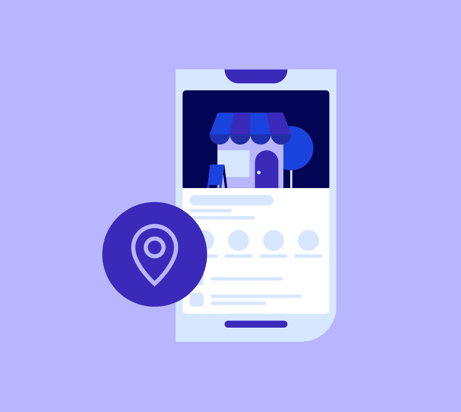 Illustration of a Google Business listing on a mobile device.