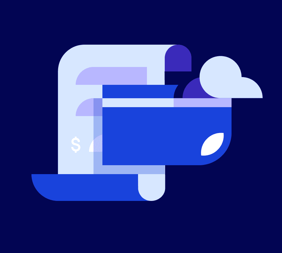 Illustration of credit card and invoice