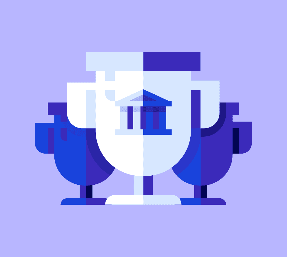 Illustration of trophies for best fintech companies for business banking