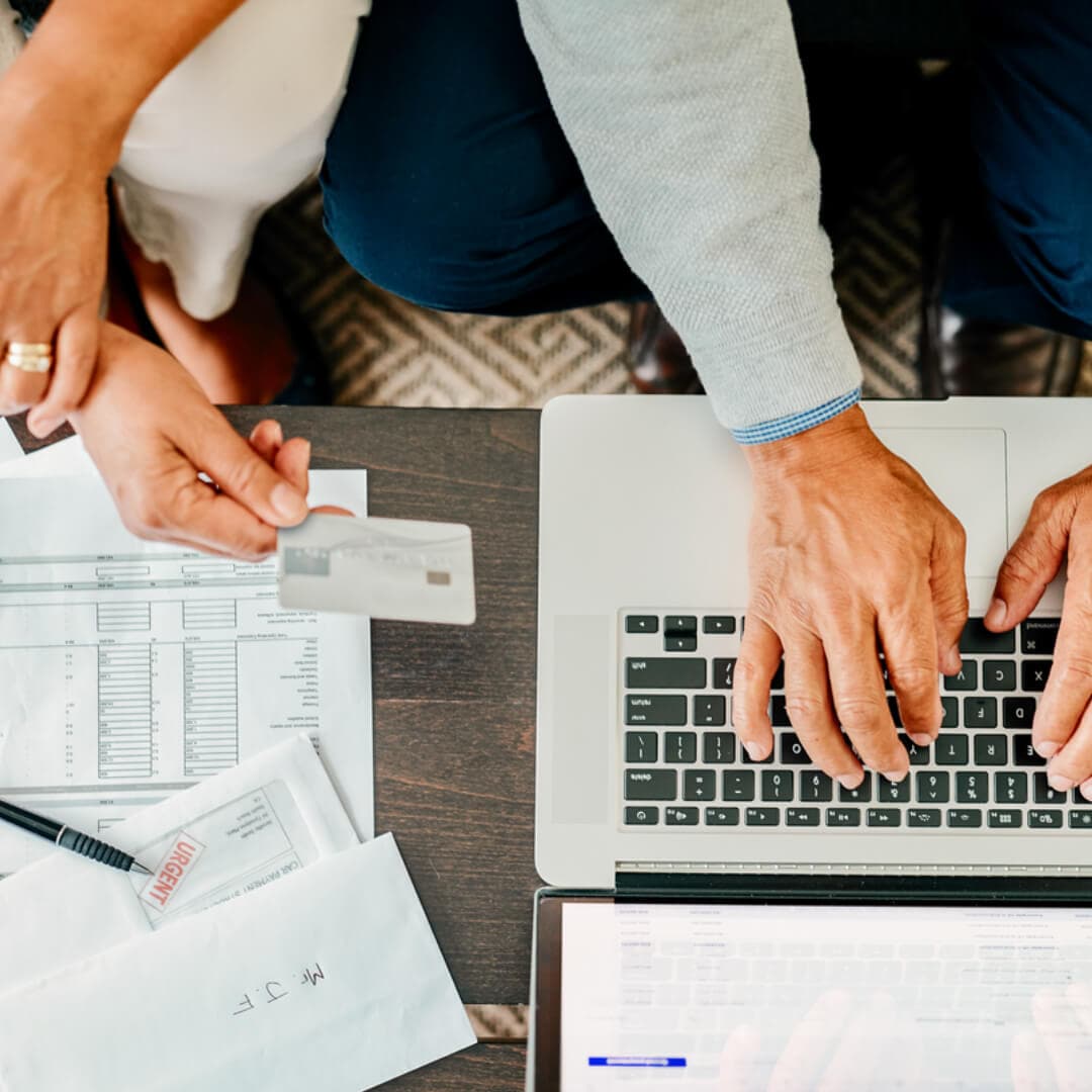 Couple of business partners working on financial forecasting and planning