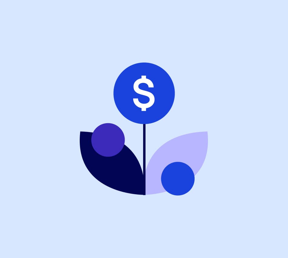 Illustration of a plant with a dollar sign as the flower.