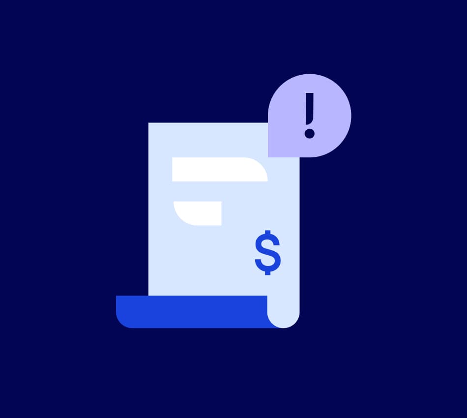 Illustration of an invoice with a notification bubble.