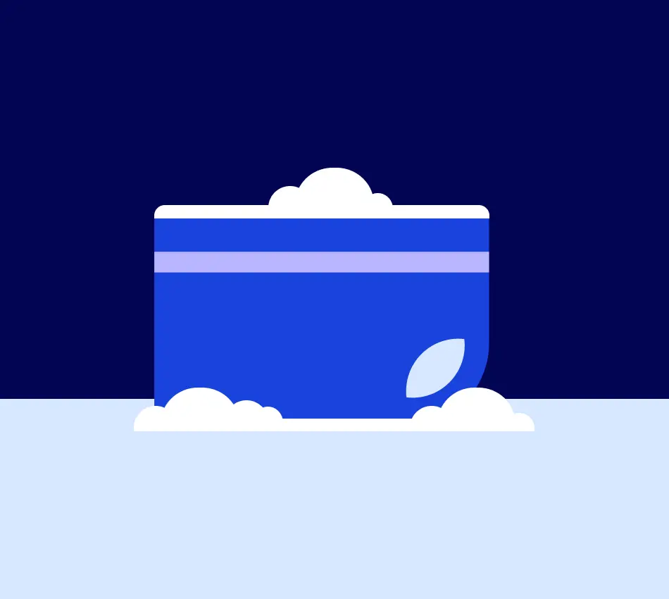 Illustration of Bluevine credit card covered in snow.