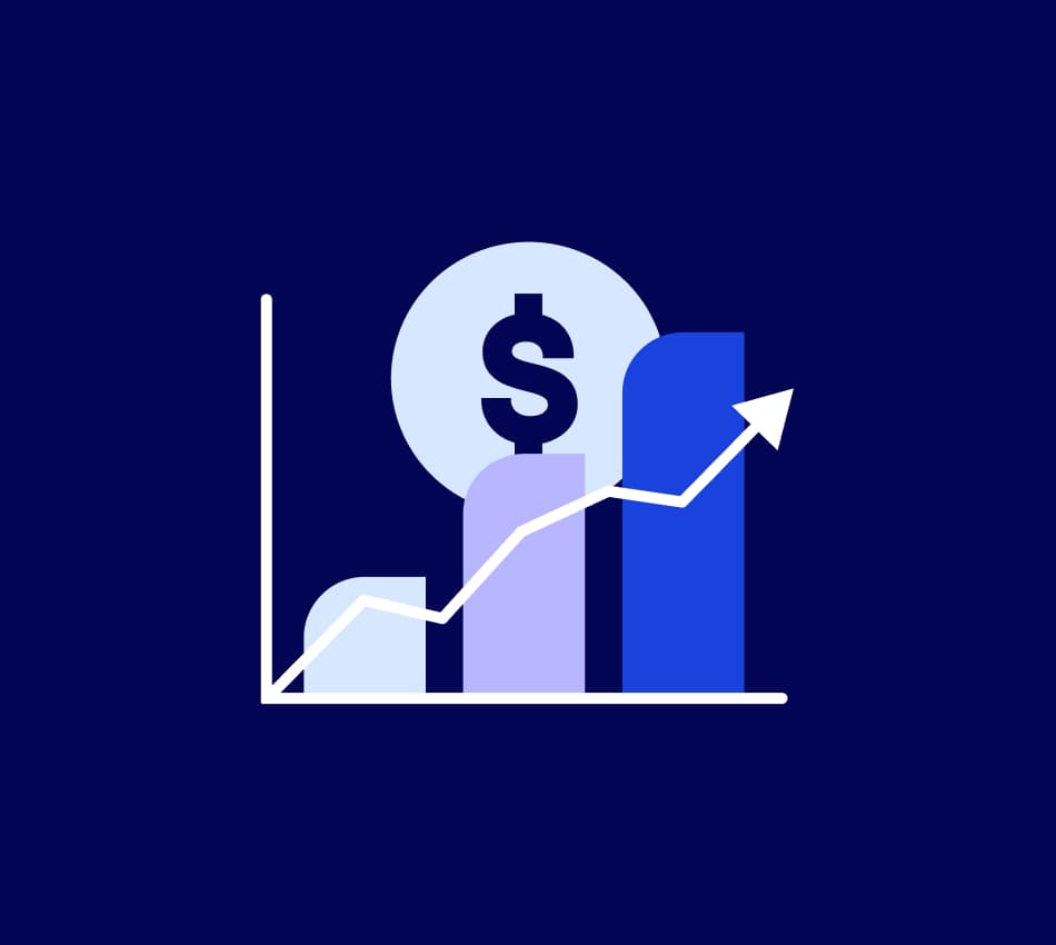 Illustration of graph showing increasing trends in the financial world.