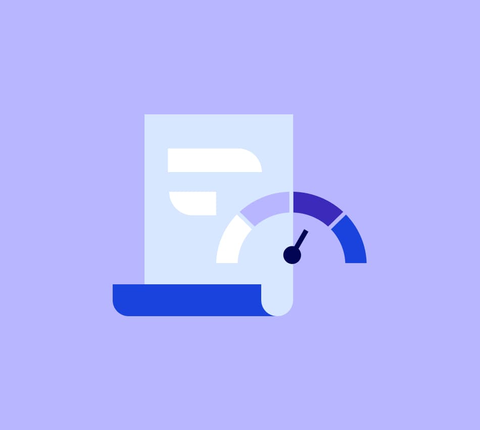 Illustration of a business credit report with a scoring scale.