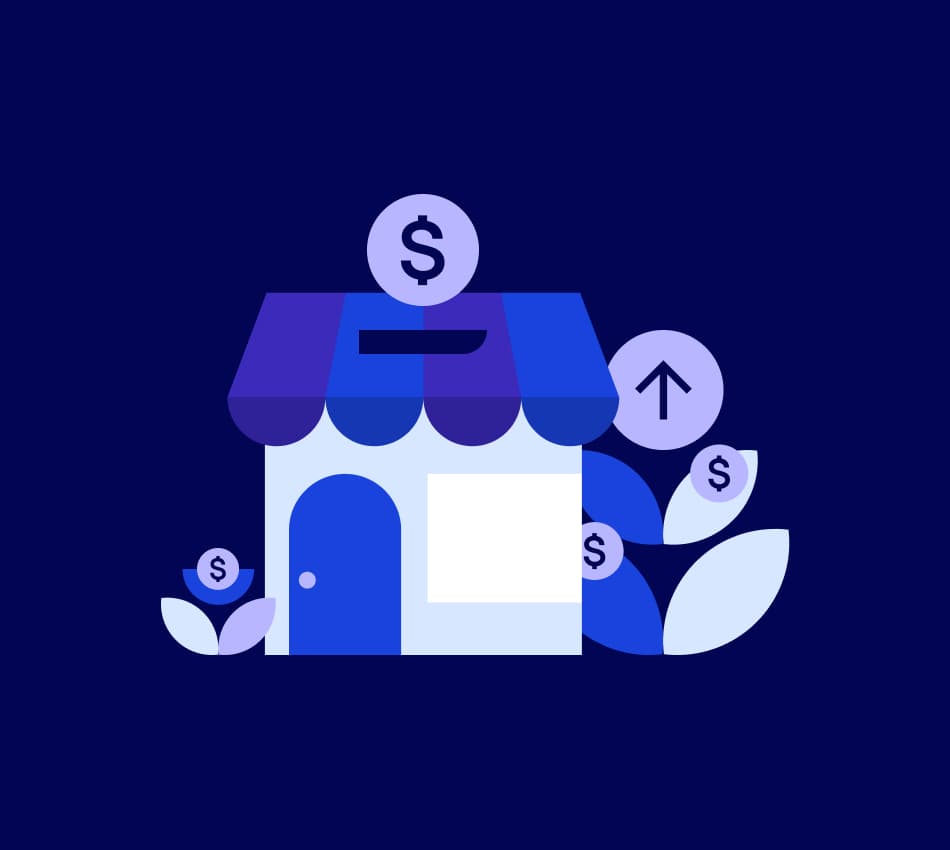 Illustration of a small business receiving a loan.