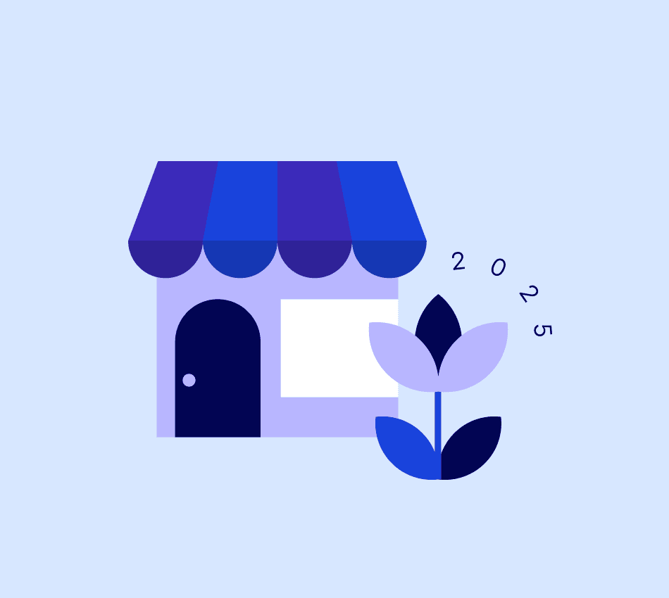 Illustration of a small business setting up for growth in 2025.