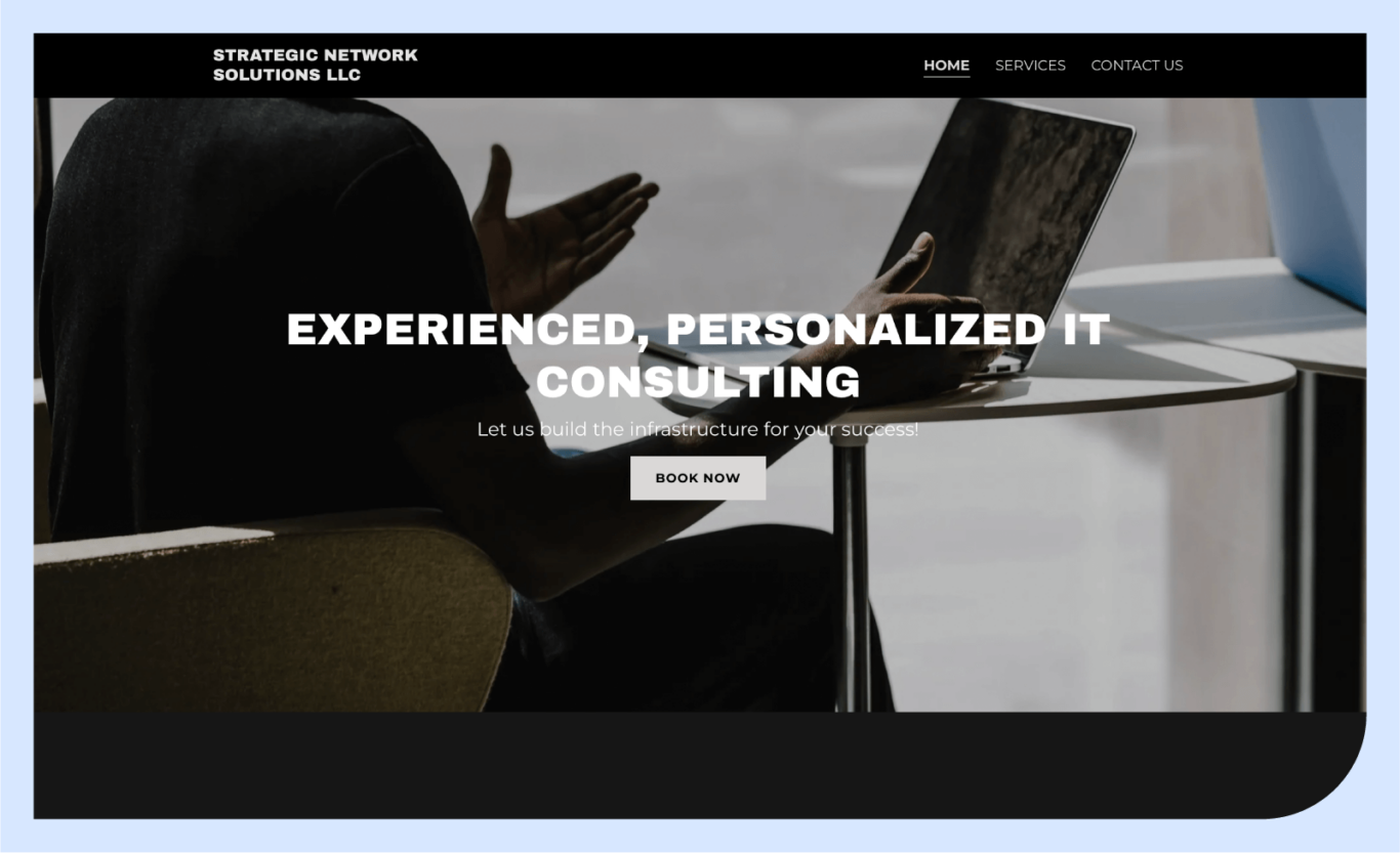 Screenshot of the Strategic Network Solutions website