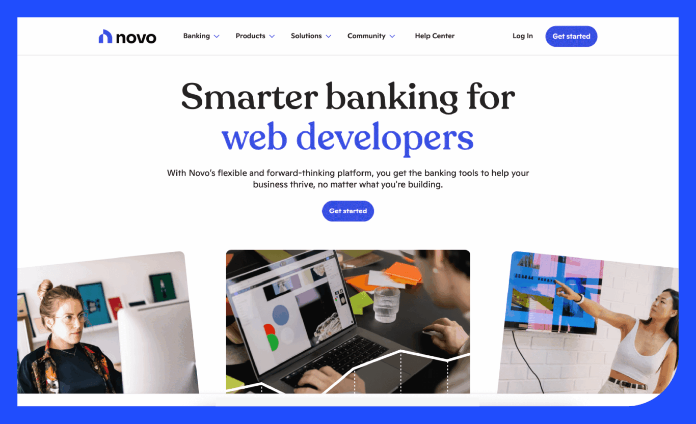 Screenshot of Novo's home page